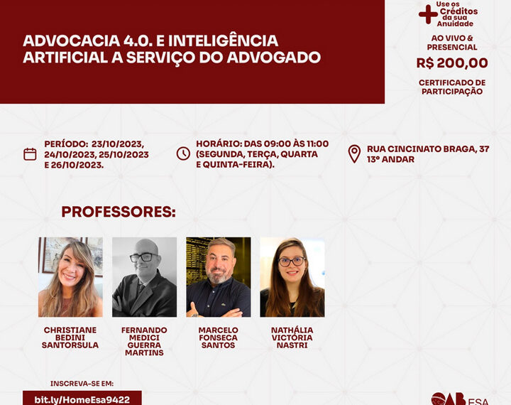 Curso | Advocacia 4.0. e Inteligência Artificial a serviço do Advogado